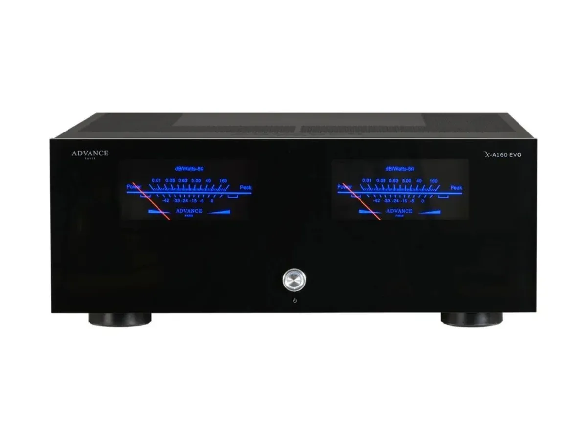 Advance Paris X-A160 EVO Stereo-Endstufe, Frontansicht mit zwei VU-Metern