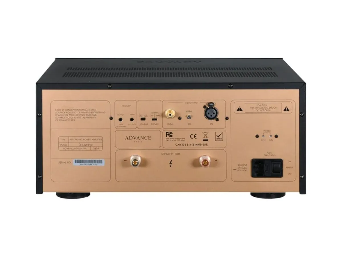 Advance Paris X-A220 EVO, Rückseite mit XLR- und Cinch-Eingängen