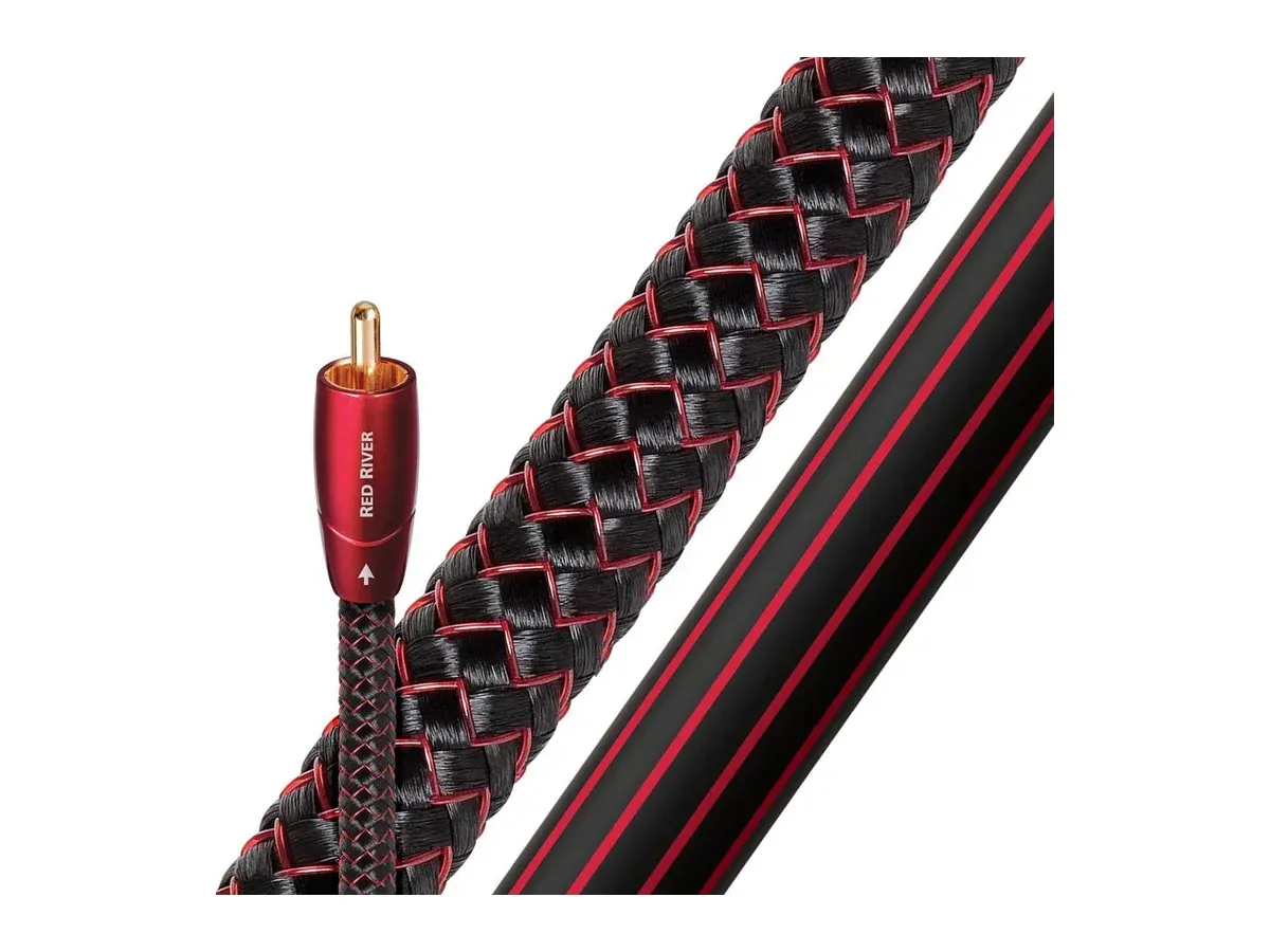 AudioQuest Red River Cinchkabel mit rotem Stecker und rot-schwarzem Geflecht
