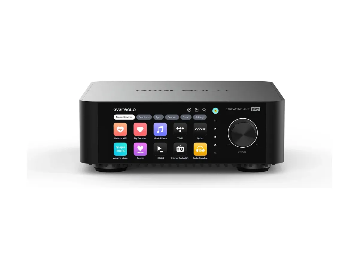Eversolo Play Streaming-Verstärker, Frontansicht mit Touchscreen